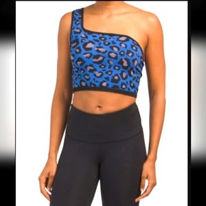 (070) NWOT FP MOVEMENT FREE THROW ONE SHOULDER BRA - SPOTTED LEOPARD COMBO - M/L